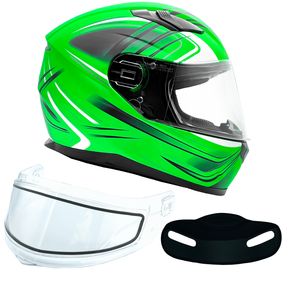 Green Adult Snowmobile Helmet w/ Double Pane Shield | Typhoon Helmets