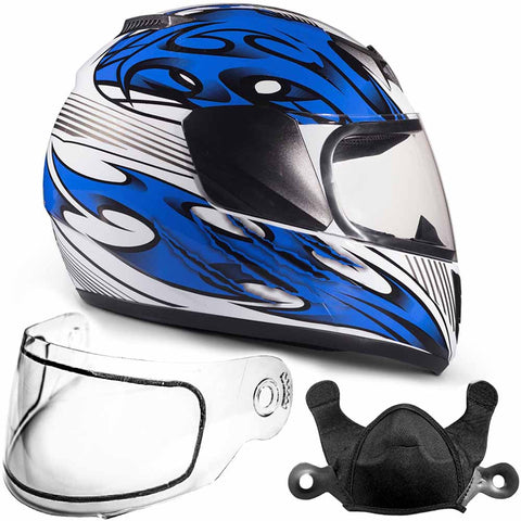 Blue Double Pane Youth Snowmobile Helmet (Medium) - FACTORY SECOND