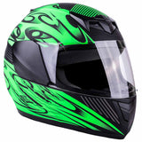 Green Youth Full Face Motorcycle Helmet (Large) - FACTORY SECOND