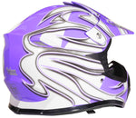 Purple Helmet, Black Gloves Goggles And Youth Chest Protector