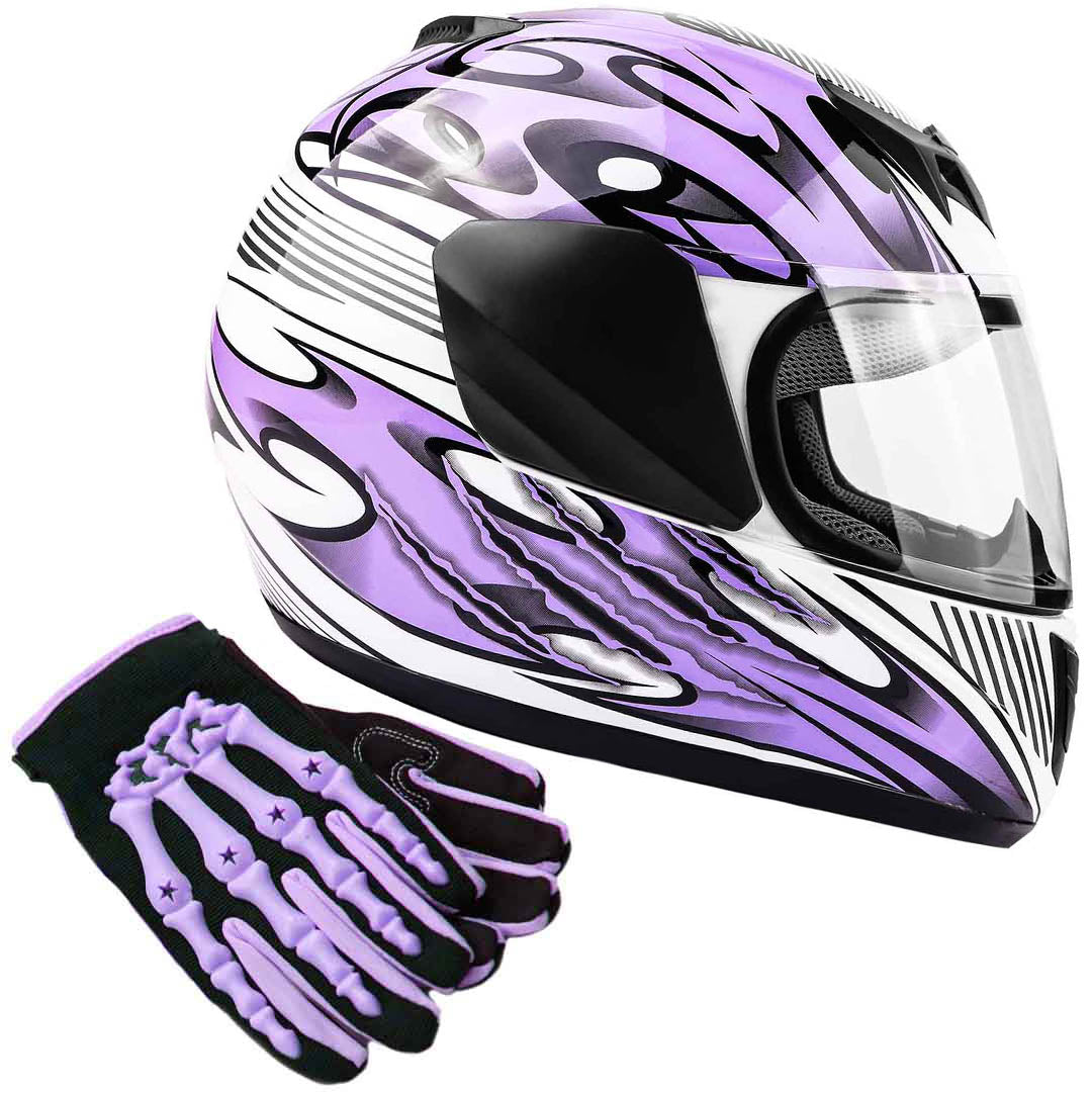 Youth Kids Full Face Purple Typhoon Helmet with Purple Gloves Typhoon Helmets