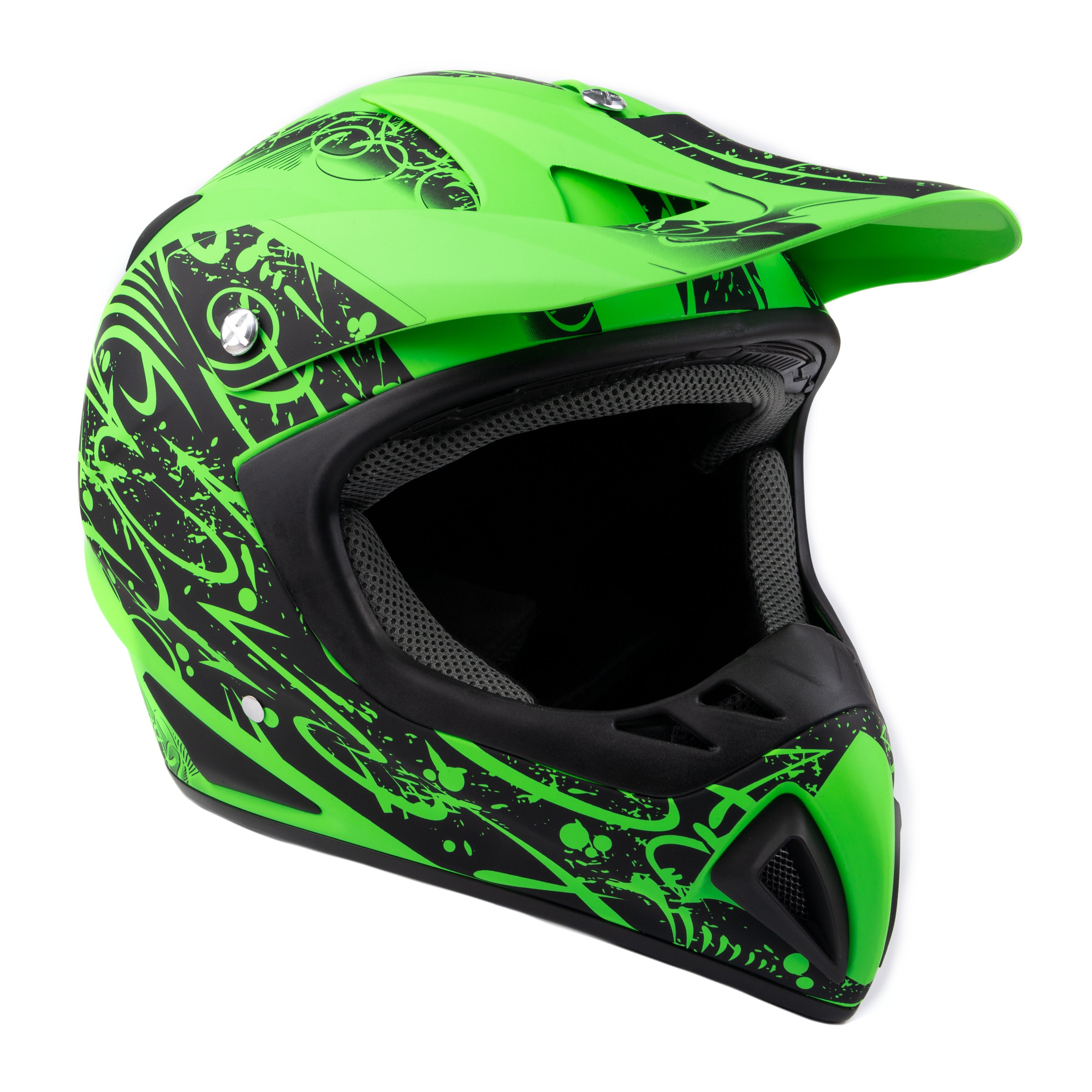 Adult TYPHOON OFFROAD ATV MOTOCROSS Helmet Green with Black Goggles Typhoon Helmets