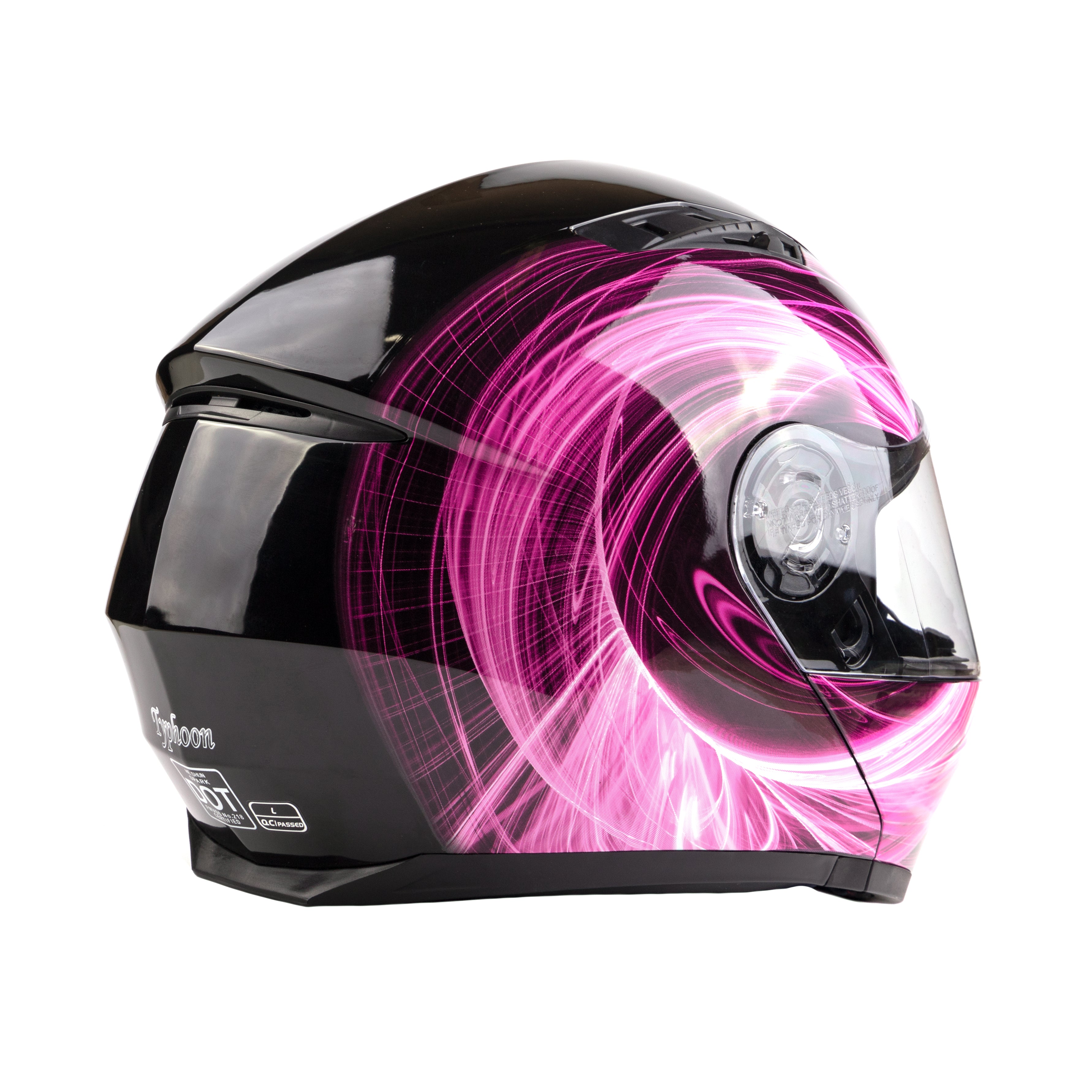 Pink Dual Visor Adult Modular Snowmobile Typhoon Helmet TH158 
