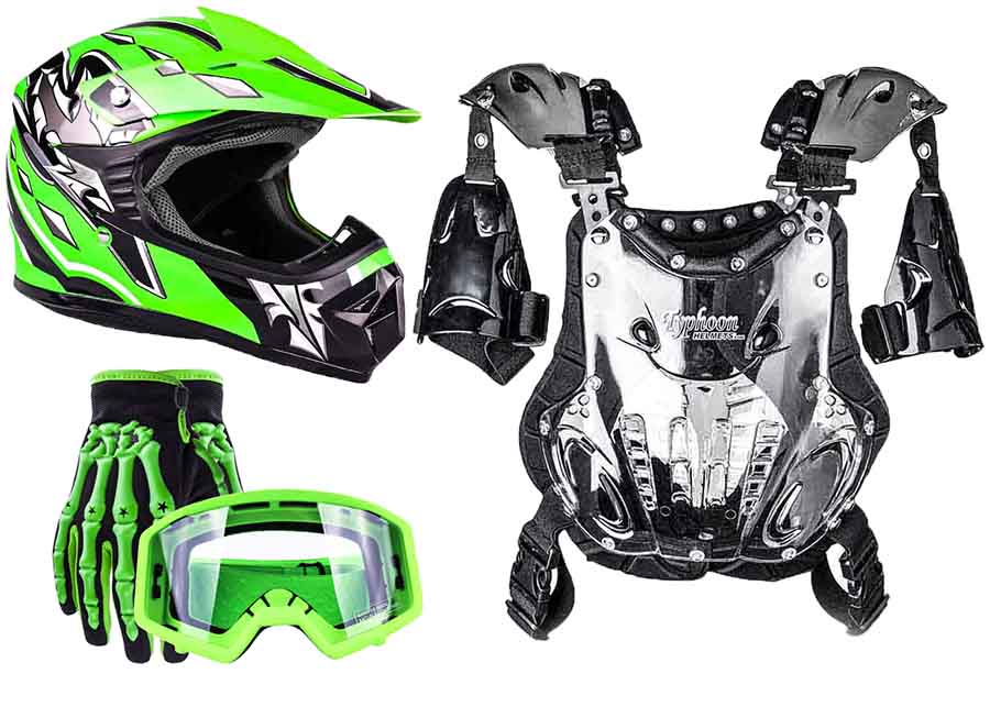 Youth ATV Chest Protector Helmet Combo Typhoon Helmets